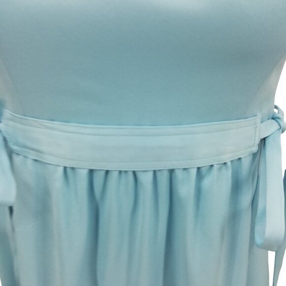 Vintage Verdas Blue Maxi Cap Sleeve Empire Waist Dress Size XS Juliet Princess - Picture 4 of 15